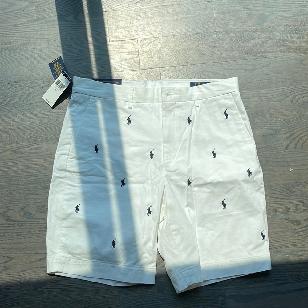 Polo by Ralph Lauren White Flat Front Shorts